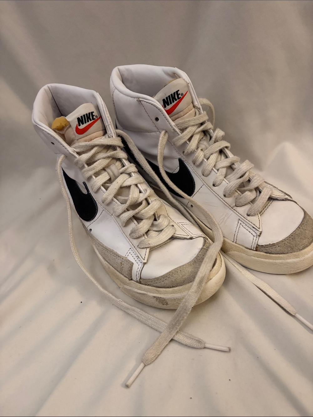 Nike White Black High-Top Sneakers with Gray Accents